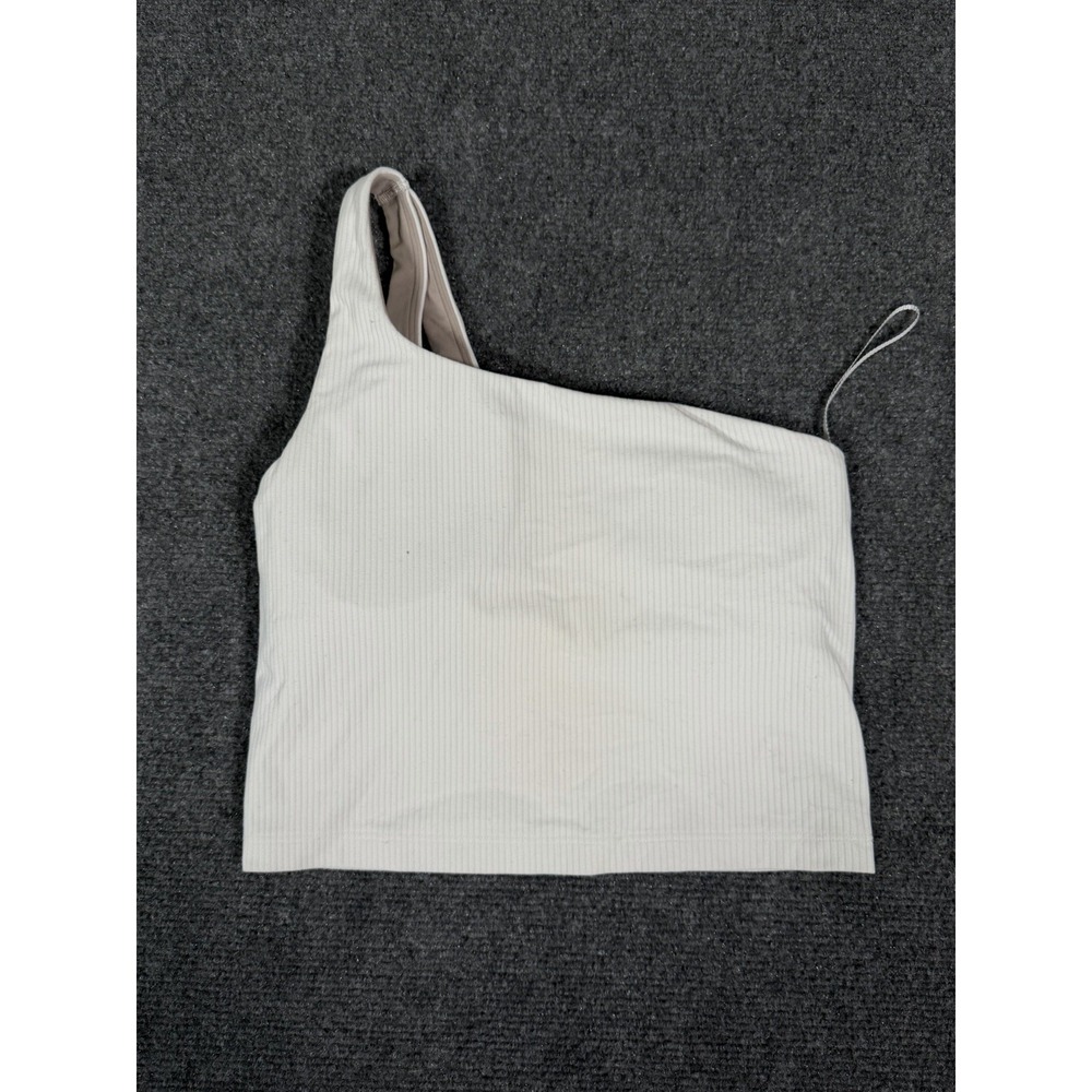 Lululemon Ribbed Nulu‎ Asymmetrical Yoga Tank Top Womens 4 White Style W1ES5S